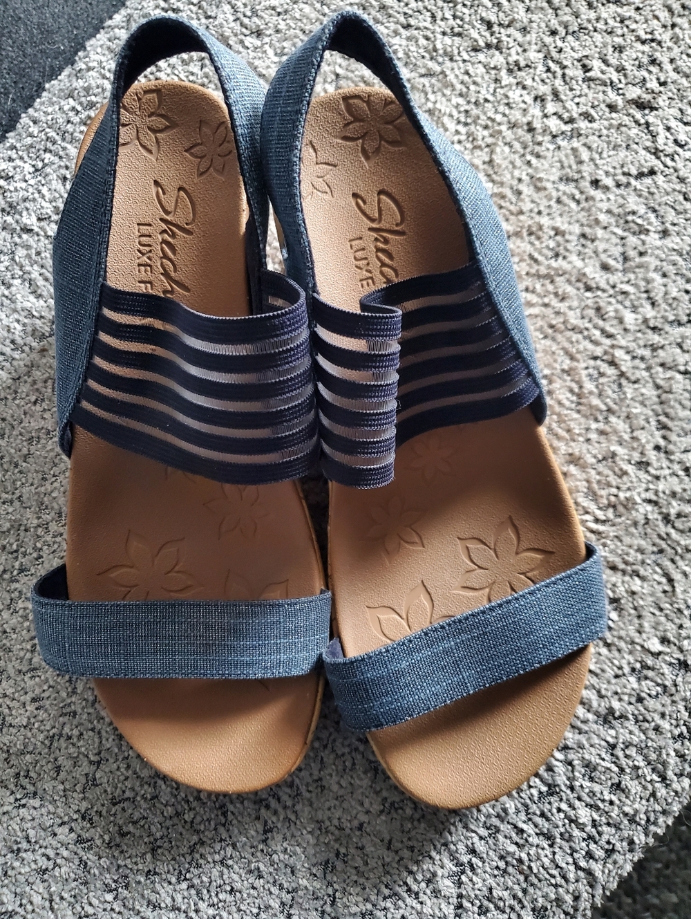 Skechers Denim Blue Elastic Strap Slingback Sandals 8W